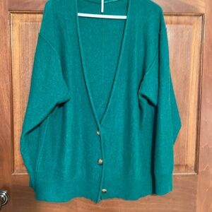 Free People 100% Cashmere Boyfriend Cardigan Green S